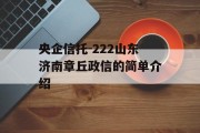 央企信托-222山东济南章丘政信的简单介绍