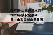 政府债-山东晟润水务2023年债权定融项目（山东晟润水务集团）