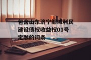 包含山东济宁邹城利民建设债权收益权01号定融的词条