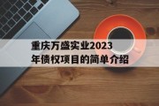 重庆万盛实业2023年债权项目的简单介绍