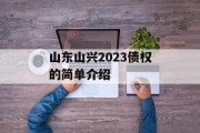 山东山兴2023债权的简单介绍