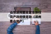 山东滨州惠众置业债权资产政府债定融（滨州惠众地产）