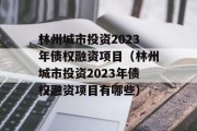 林州城市投资2023年债权融资项目（林州城市投资2023年债权融资项目有哪些）