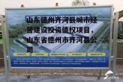 山东德州齐河县城市经营建设投资债权项目，山东省德州市齐河县公司