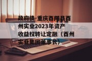 政府债-重庆酉阳县酉州实业2023年资产收益权转让定融（酉州实业集团董事长）