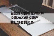 包含酉阳县桃花源旅游投资2023债权资产转让项目的词条