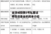 金泽城投债8号私募证券投资基金的简单介绍