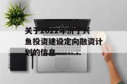 关于2022年济宁兴鱼投资建设定向融资计划的信息