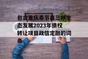 包含重庆奉节县三峡生态发展2023年债权转让项目政信定融的词条