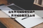 山东齐河城投债权资产，齐河城投集团怎么样