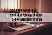 2023年林州城投债权转让计划政府债定融（林州城投集团董事长简介）