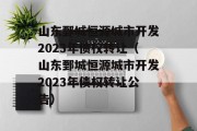 山东鄄城恒源城市开发2023年债权转让（山东鄄城恒源城市开发2023年债权转让公告）