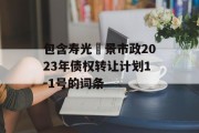 包含寿光昇景市政2023年债权转让计划1-1号的词条