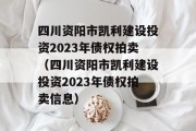 四川资阳市凯利建设投资2023年债权拍卖（四川资阳市凯利建设投资2023年债权拍卖信息）