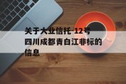 关于大业信托-12号四川成都青白江非标的信息