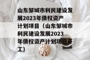 山东邹城市利民建设发展2023年债权资产计划项目（山东邹城市利民建设发展2023年债权资产计划项目开工）