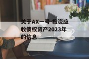 关于AX一号-投资应收债权资产2023年的信息