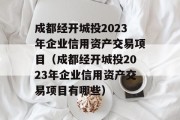 成都经开城投2023年企业信用资产交易项目（成都经开城投2023年企业信用资产交易项目有哪些）