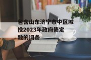 包含山东济宁市中区城投2023年政府债定融的词条