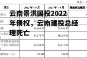 云南景洪国投2022年债权，云南建投总经理死亡