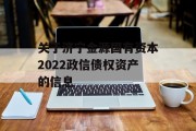 关于济宁金源国有资本2022政信债权资产的信息