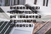 郯城县城市建设投资2023年财产权信托收益权（郯城县城市建设投资2023年财产权信托收益权公告）