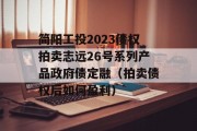 简阳工投2023债权拍卖志远26号系列产品政府债定融（拍卖债权后如何盈利）