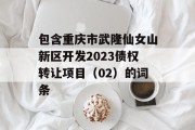 包含重庆市武隆仙女山新区开发2023债权转让项目（02）的词条