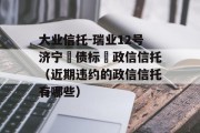 大业信托-瑞业12号济宁‮债标‬政信信托（近期违约的政信信托有哪些）