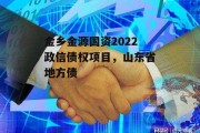 金乡金源国资2022政信债权项目，山东省地方债