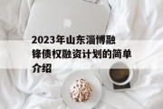 2023年山东淄博融锋债权融资计划的简单介绍