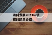 海科发展2023年债权的简单介绍