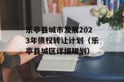 乐亭县城市发展2023年债权转让计划（乐亭县城区详细规划）