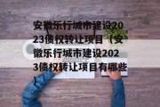 安徽乐行城市建设2023债权转让项目（安徽乐行城市建设2023债权转让项目有哪些）