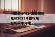 河南新乡牧野发展应收账款2023年债权项目的简单介绍