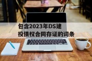 包含2023年DS建投债权合同存证的词条