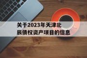 关于2023年天津北辰债权资产项目的信息