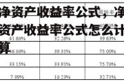 净资产收益率公式，净资产收益率公式怎么计算