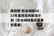 政府债-彭水城投2023年直接定向融资计划（彭水城投集团董事长是谁）