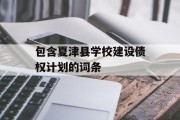 包含夏津县学校建设债权计划的词条