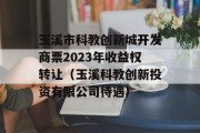 玉溪市科教创新城开发商票2023年收益权转让（玉溪科教创新投资有限公司待遇）