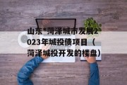 山东*菏泽城市发展2023年城投债项目（菏泽城投开发的楼盘）