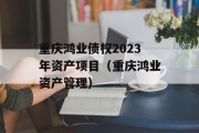 重庆鸿业债权2023年资产项目（重庆鸿业资产管理）