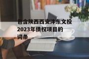 包含陕西西安沣东文投2023年债权项目的词条