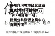 德州齐河城市经营建设投资2022年债权01/02项目第一期，德州公共资源交易中心官网齐河