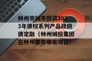 林州市城市投资2023年债权系列产品政府债定融（林州城投集团在林州都有哪些项目）