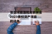 包含河南洛阳高新实业2023债权资产项目的词条