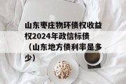 山东枣庄物环债权收益权2024年政信标债（山东地方债利率是多少）