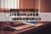 咸阳新控应收账款2023年债权转让政信债（咸阳市政债权转让计划）