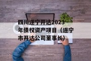 四川遂宁开达2023年债权资产项目（遂宁市开达公司董事长）